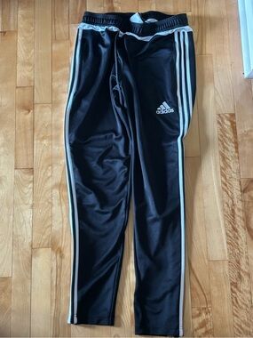 Adidas Black Track Pants with White Stripes
